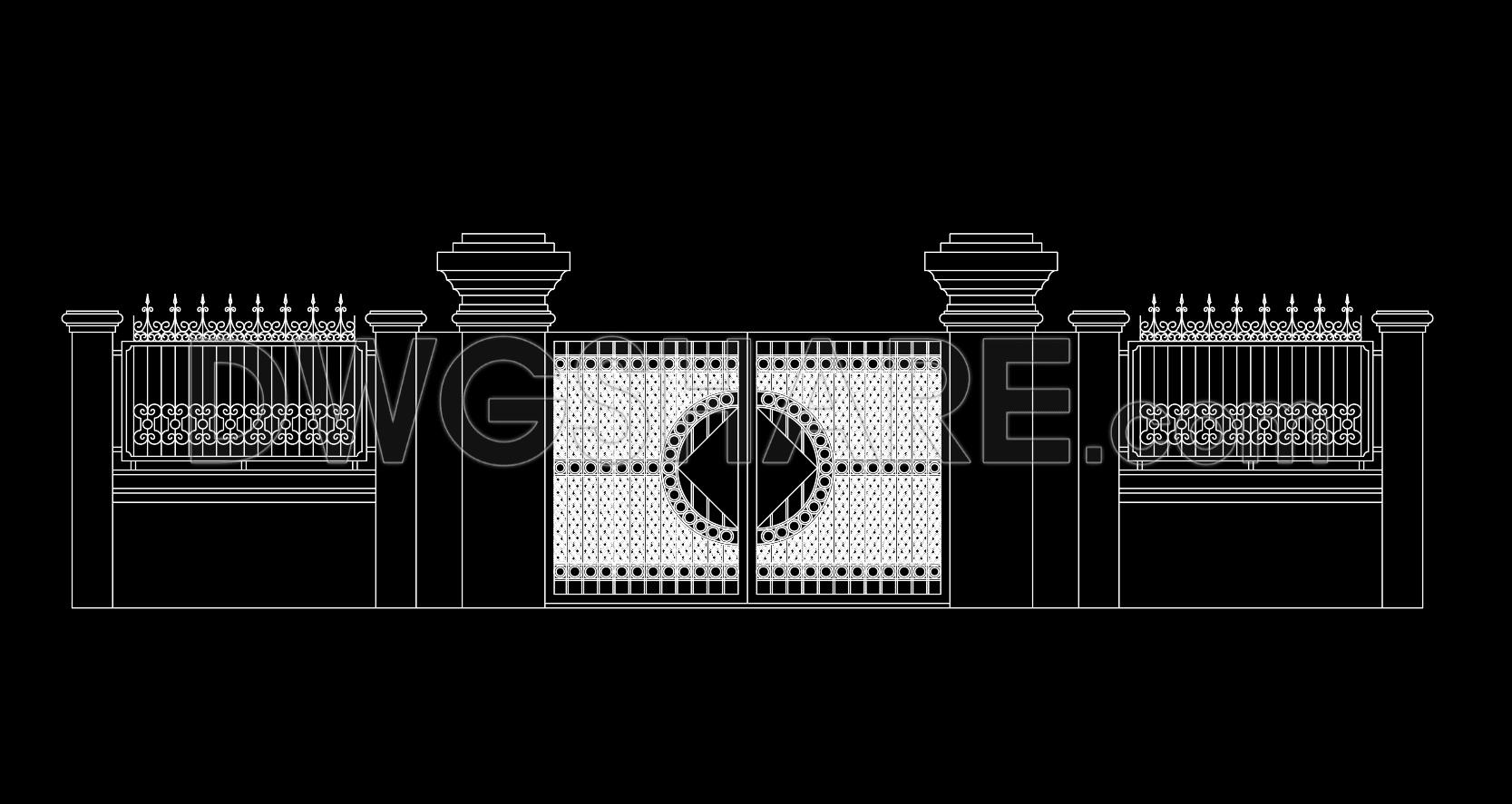 305. Decorative Wrought Iron Gate and Fence CAD Design (1)