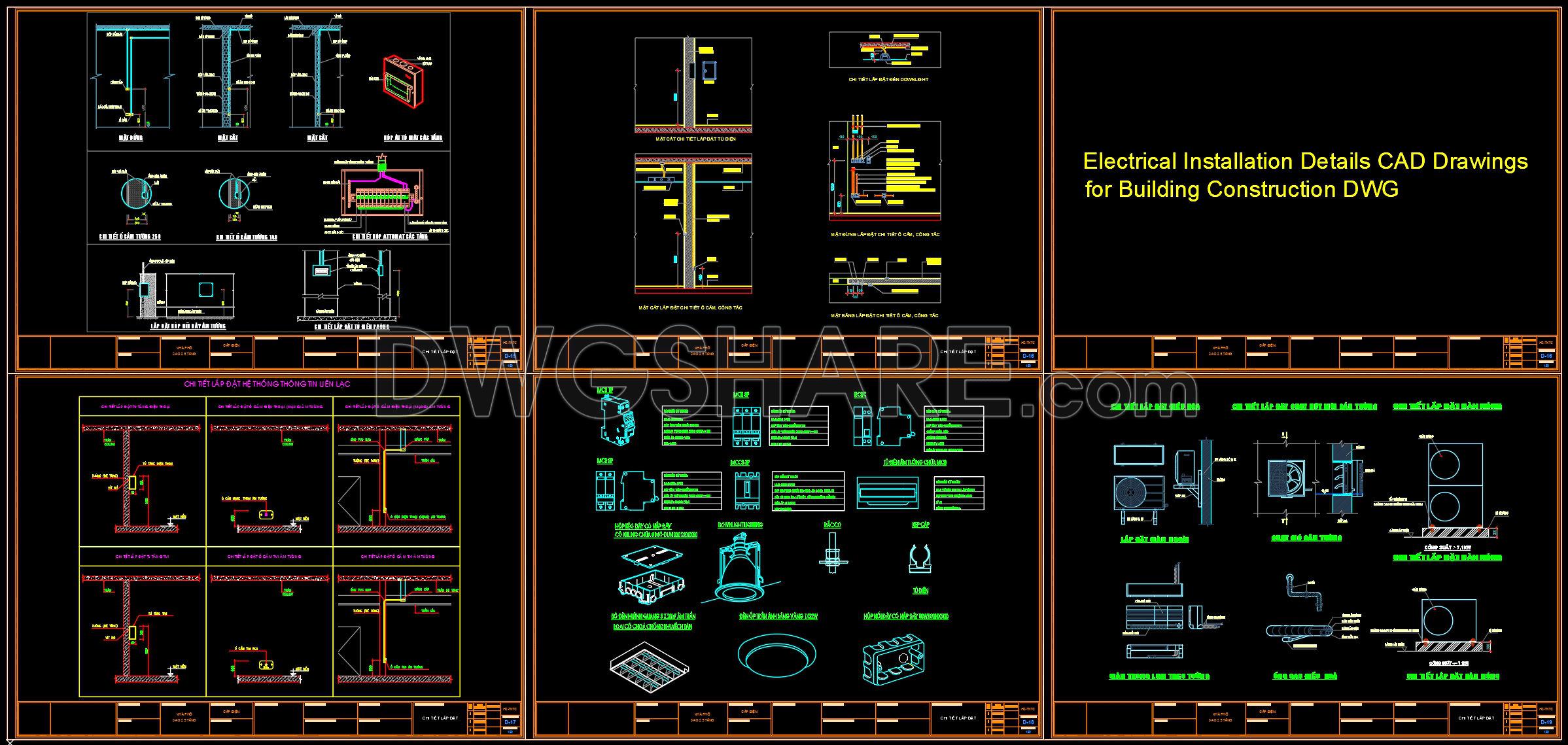 355. Electrical Installation Details CAD Drawings for Building Construction DWG (1)