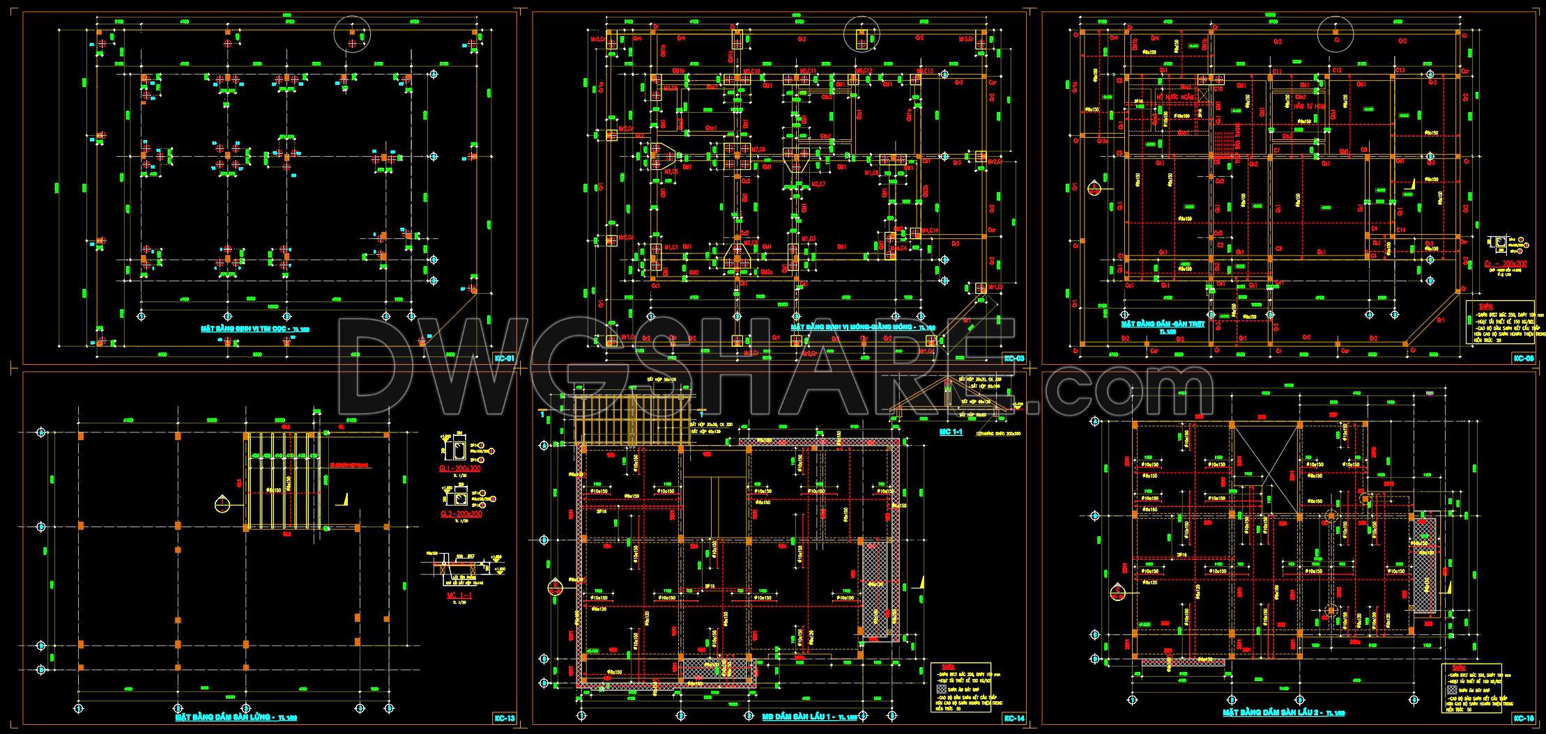 428. Download of Structural CAD Drawings for 9.8m x 12.8m Reinforced Concrete Townhouse (1)