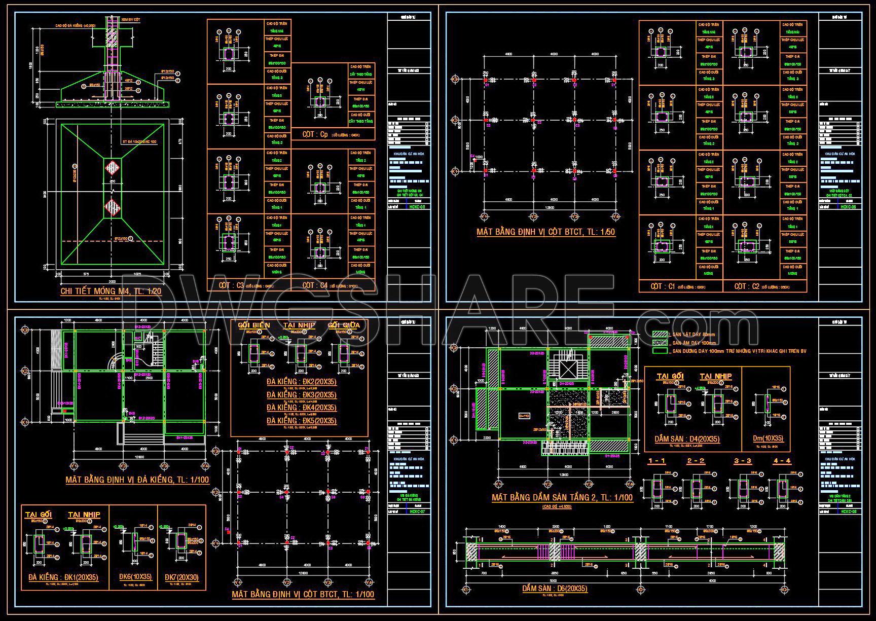 429. Download of Structural CAD Drawings for 9m x 12.8m Reinforced Concrete Townhouse (2)