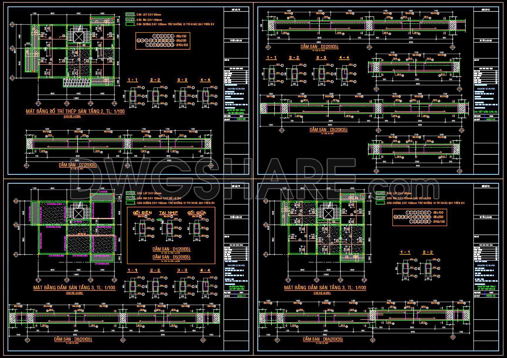 429. Download of Structural CAD Drawings for 9m x 12.8m Reinforced Concrete Townhouse (3)