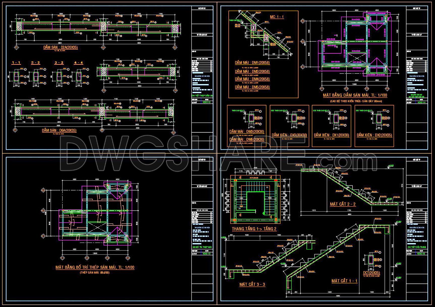 429. Download of Structural CAD Drawings for 9m x 12.8m Reinforced Concrete Townhouse (4)