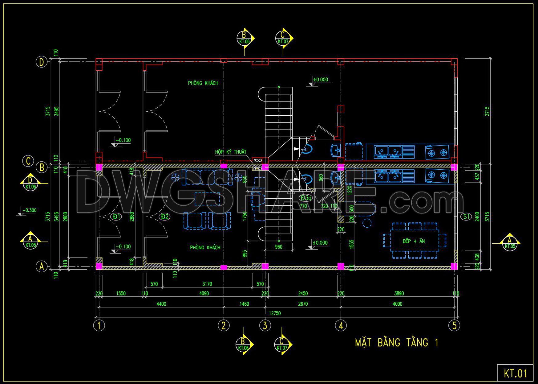 442. Download Cad Design Drawings For A 4-story House With Dimensions 3,7m x 12,7m (2)