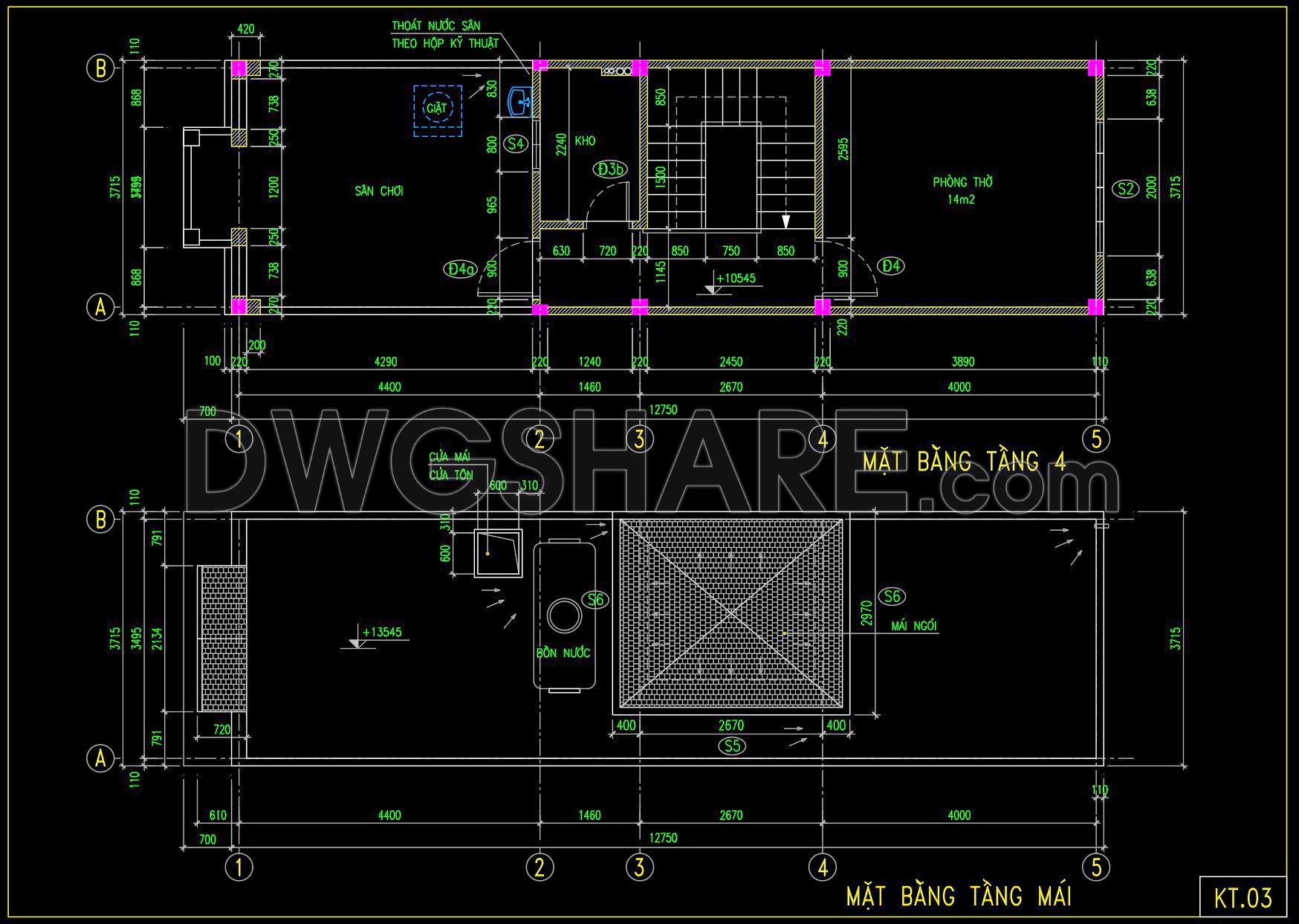 442. Download Cad Design Drawings For A 4-story House With Dimensions 3,7m x 12,7m (4)