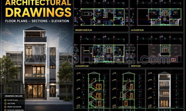4 weeks ago
                

                
             260445. Architectural CAD Drawings for a 6m x 18m Modern 3-Storey House
