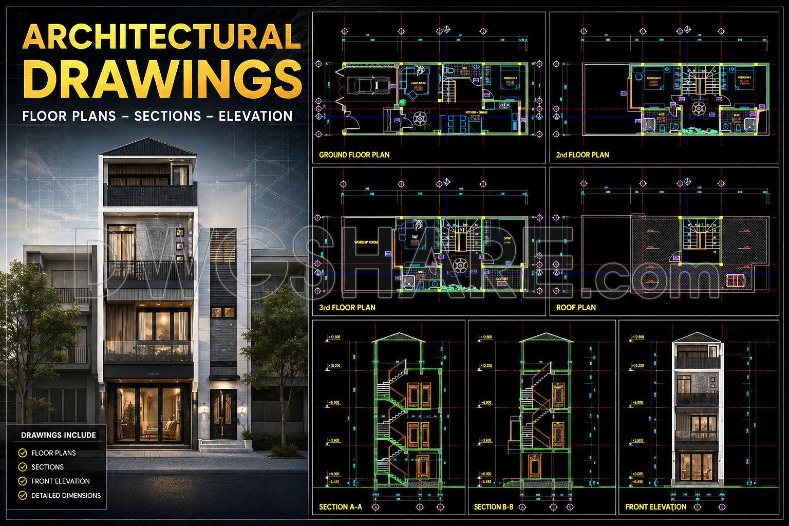 445.-architectural-cad-drawings-for-a-6m-x-18m-modern-3-storey-house-0