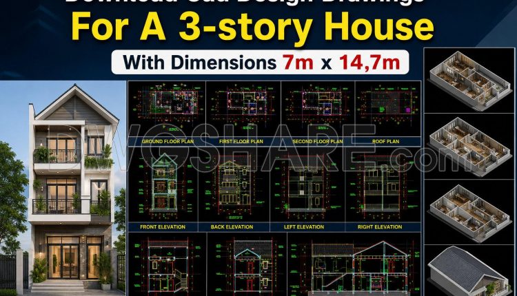 449. Download Cad Design Drawings For A 3-story House With Dimensions 7m x 14,7m (4)