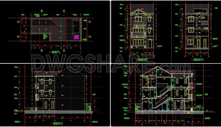 449. Download Cad Design Drawings For A 3-story House With Dimensions 7m x 14,7m (2)