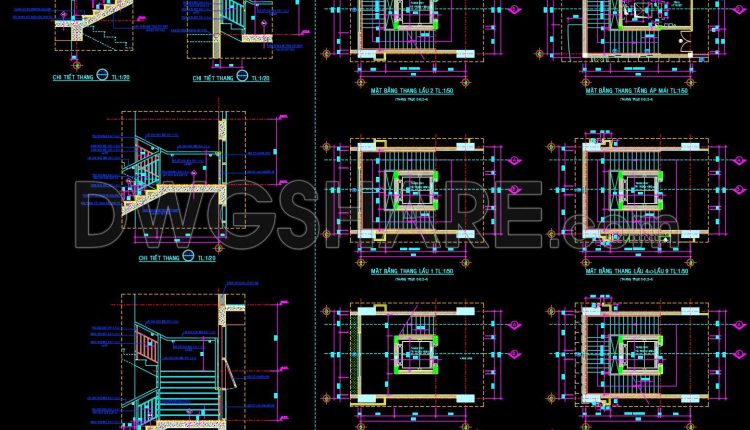 457. Download free detailed CAD drawings of staircases and elevators for buildings (4)