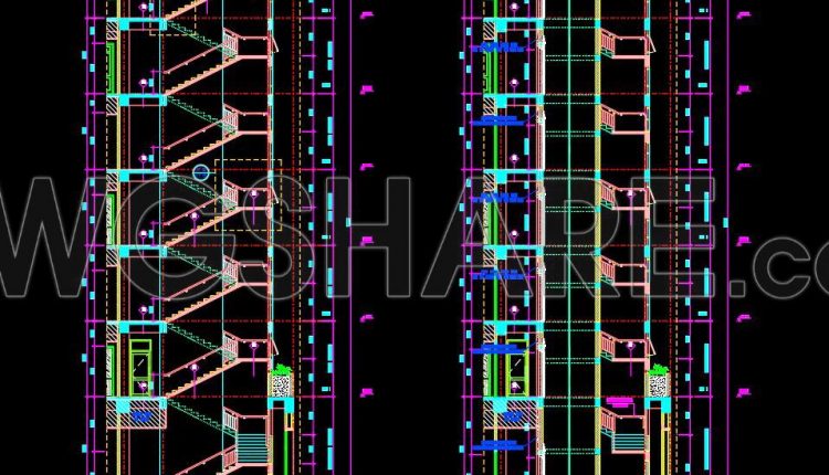 457. Download free detailed CAD drawings of staircases and elevators for buildings (1)