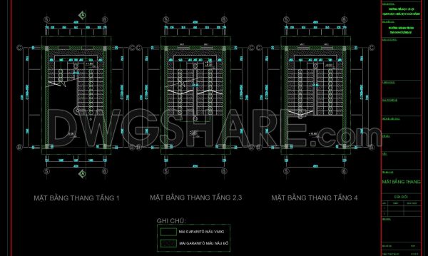 470. Multi-Story Reinforced Concrete Staircase Plan, Section and Detail Drawings