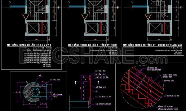 473. Staircase and Elevator Core Plans with Construction Details