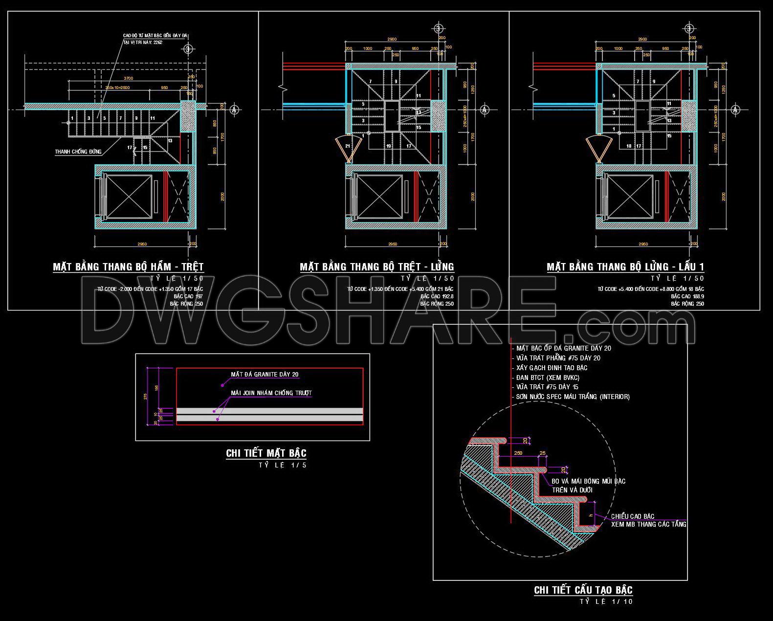 473. Staircase and Elevator Core Plans with Construction Details (2)