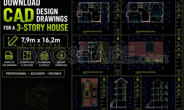 1 month ago
                

                
             190502. Download CAD Design Drawings for a 3-Story House with Dimensions 7,9m x 16,2m