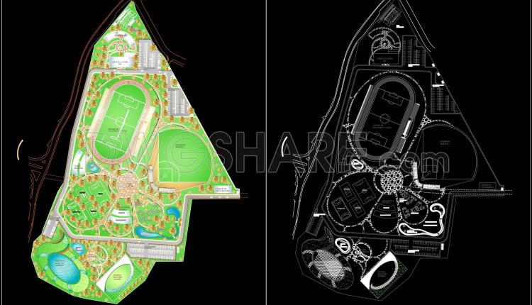 52. Free download of CAD drawings of the sports complex project in DWG format (1)