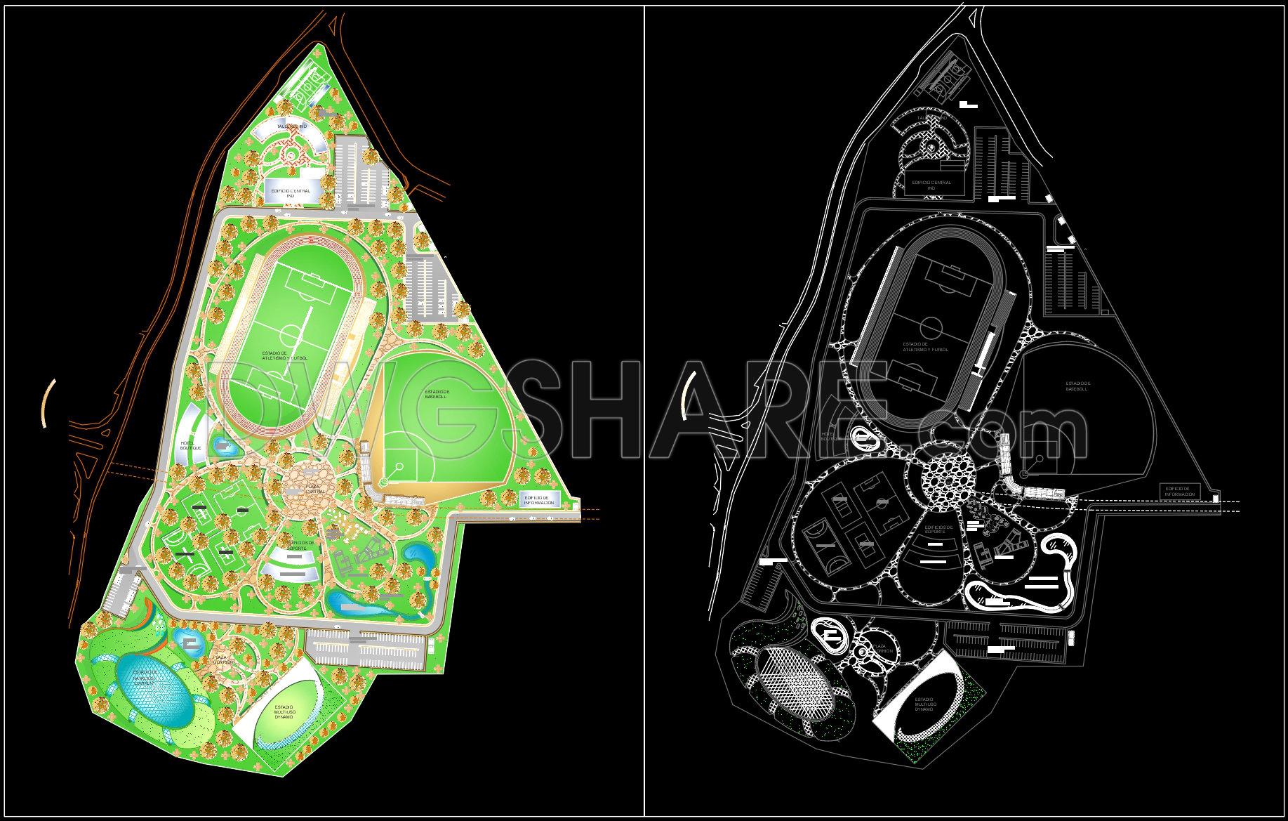 52. Free download of CAD drawings of the sports complex project in DWG format (1)