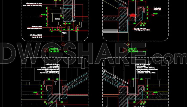 602. Roof Edge and Roof Gutter Construction Details CAD Drawing (DWG) (1)