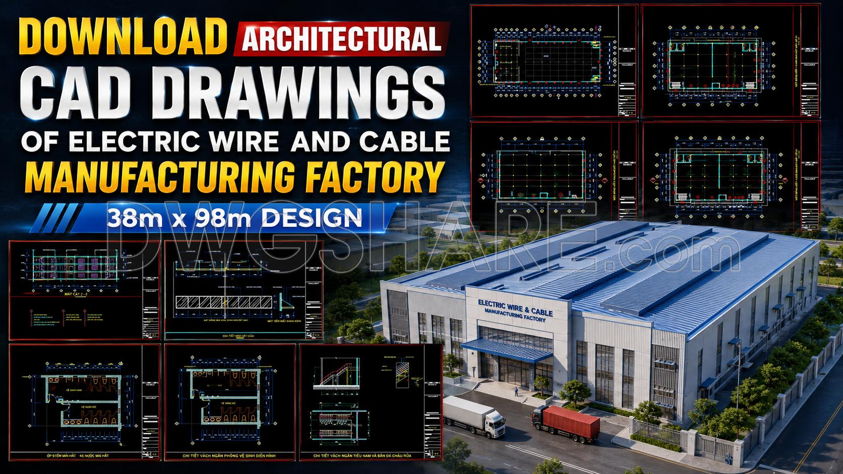 61. Download Architectural Cad Drawings Of Electric Wire And Cable Manufacturing Factory – 38m X 98m Design (1)