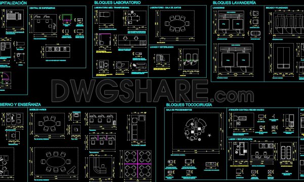 69. Hospital Interior Furniture and Equipment CAD Blocks