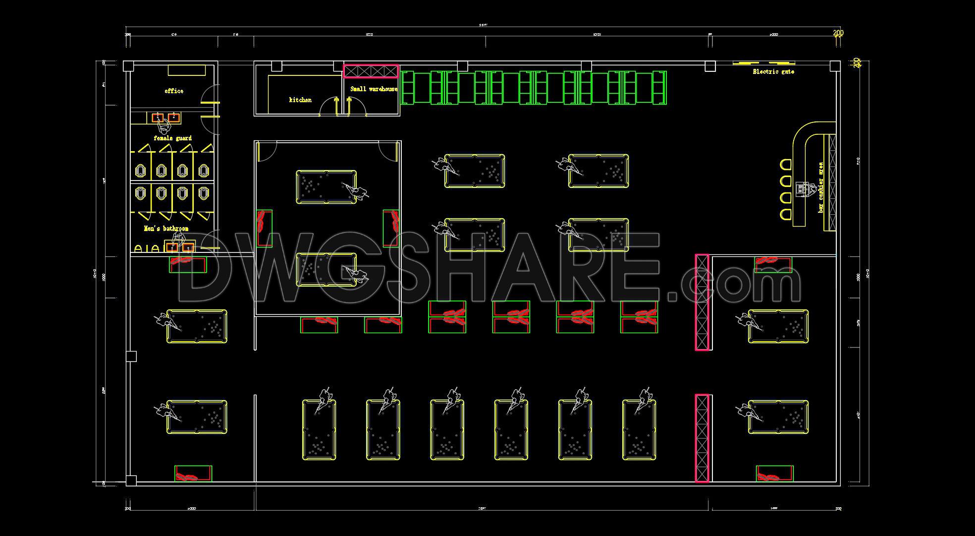 70. Billiards Club Floor Plan CAD Template DWG (1)