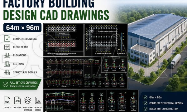 1 month ago
                

                
             40171. Factory Building Design CAD Drawings 64m × 96m – Free Download