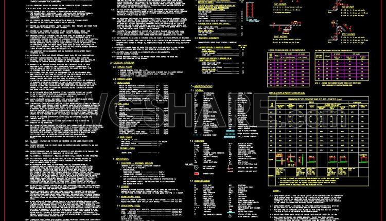 713. Reinforced Concrete Structural General Notes and Specifications CAD Drawing DWG (1)