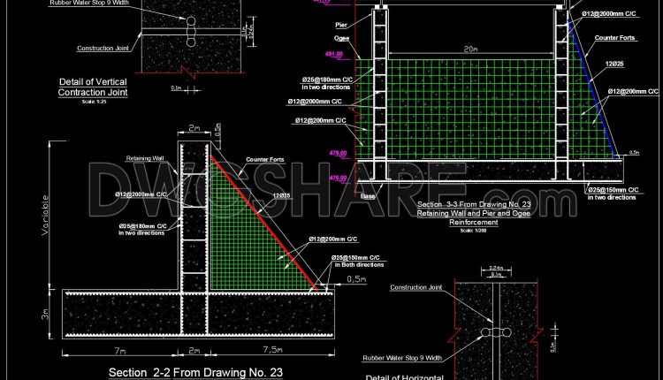 716. Counterfort Retaining Wall Reinforcement CAD Drawing DWG Download (1)