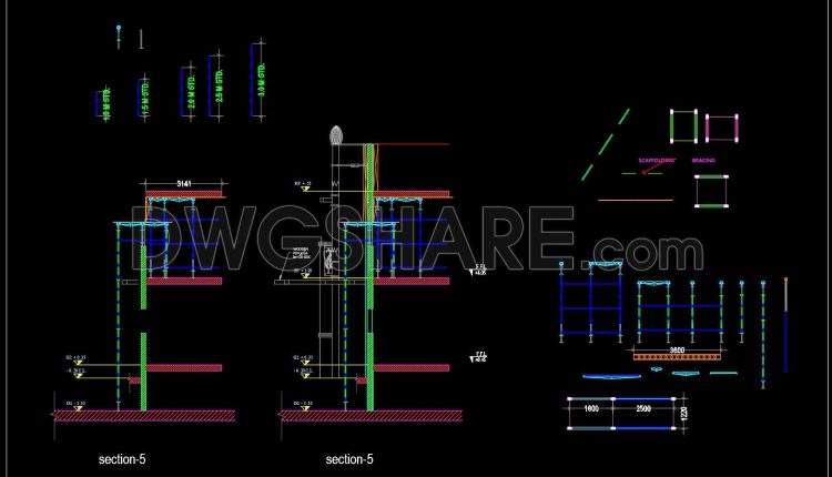 721. Scaffolding Components, Connections and Assembly Details CAD Drawing DWG (1)