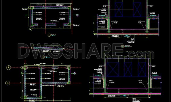 723. Reinforced Concrete Shear Wall Design, Sections and Rebar Details CAD Drawing DWG