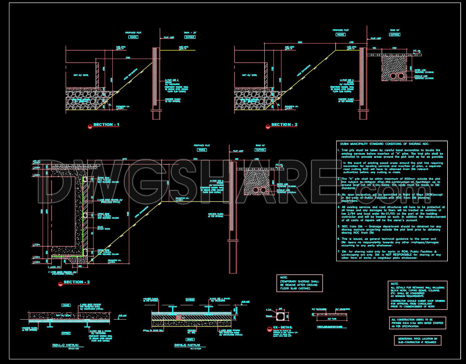 725. Shoring Layout and Section Details CAD Drawings DWG (1)