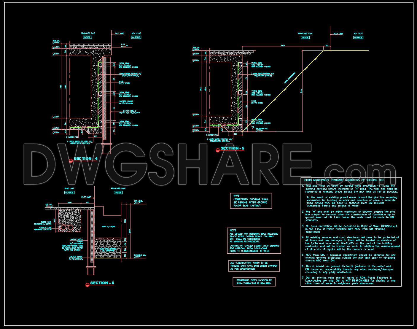 725. Shoring Layout and Section Details CAD Drawings DWG (2)
