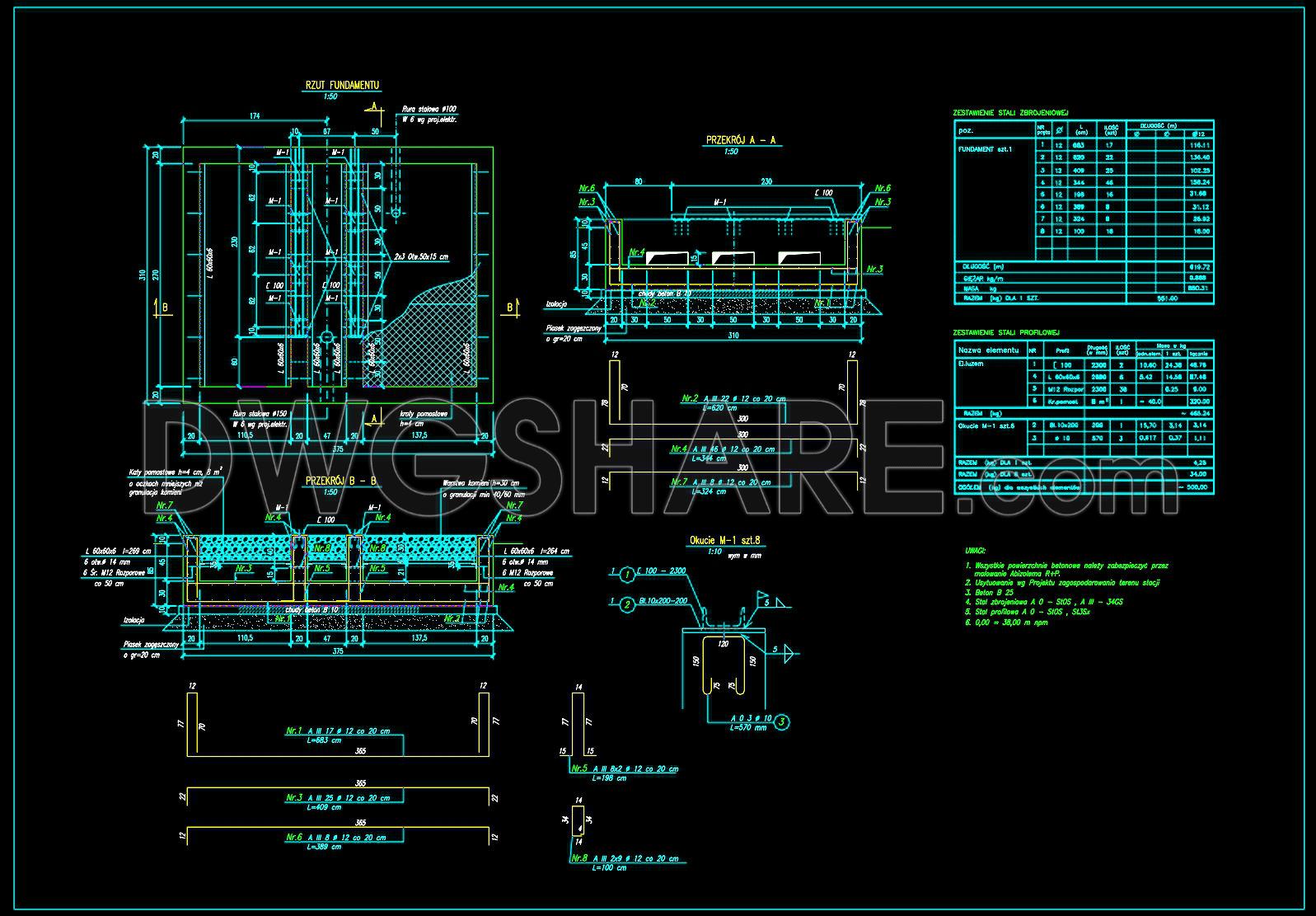 727. Shunt Reactor Stand Foundation Details CAD Drawings DWG (1)