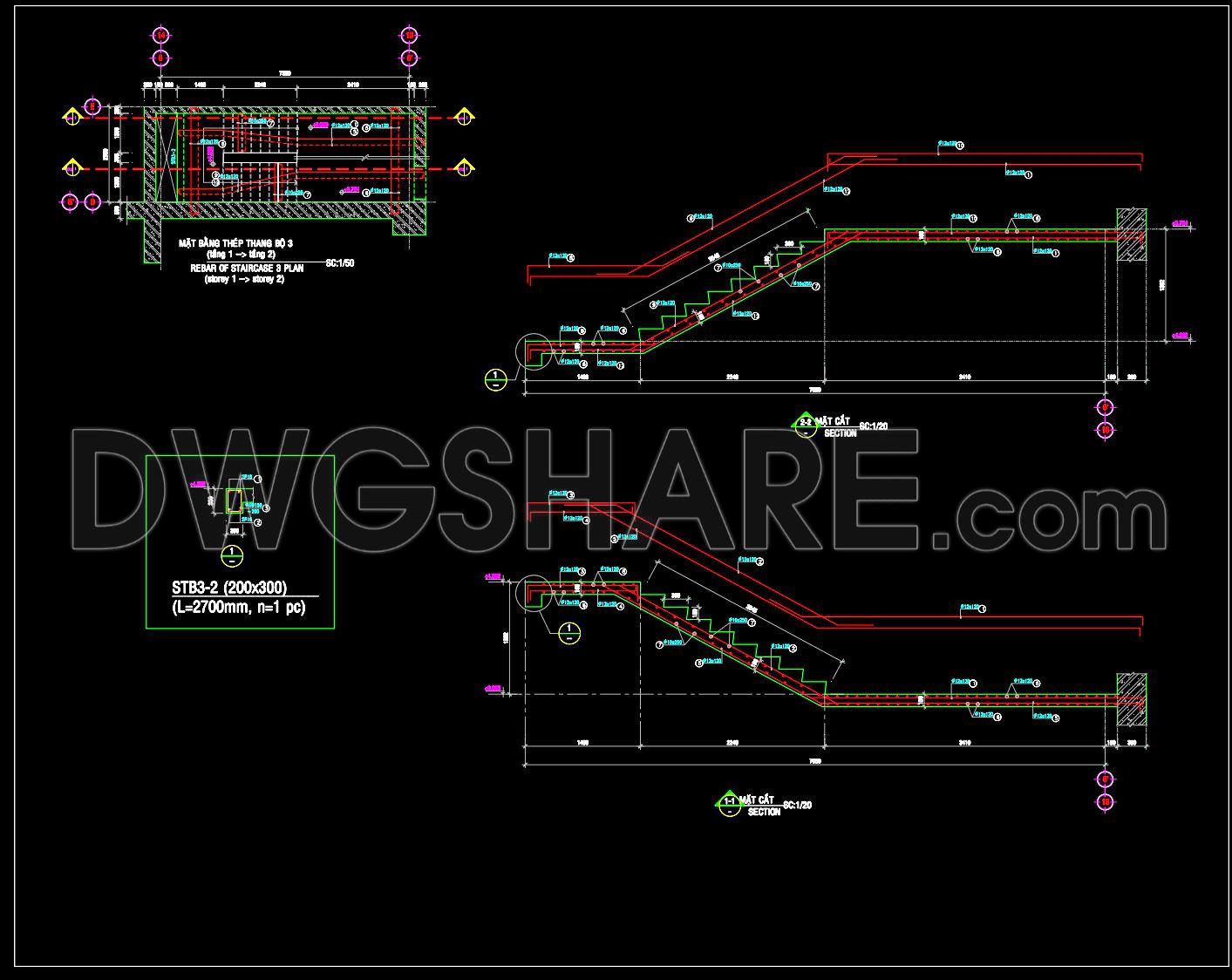 733. Concrete Staircase Reinforcement Details CAD Drawings DWG (1)