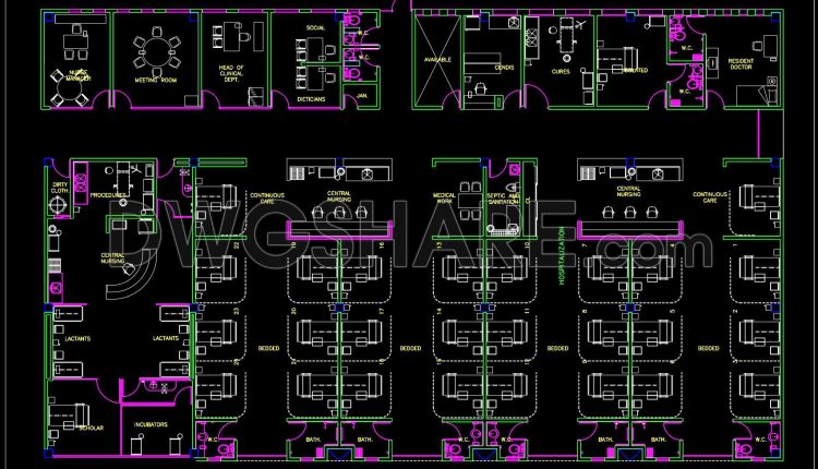 74.-hospital-inpatient-ward-floor-plan-cad-drawings-dwg