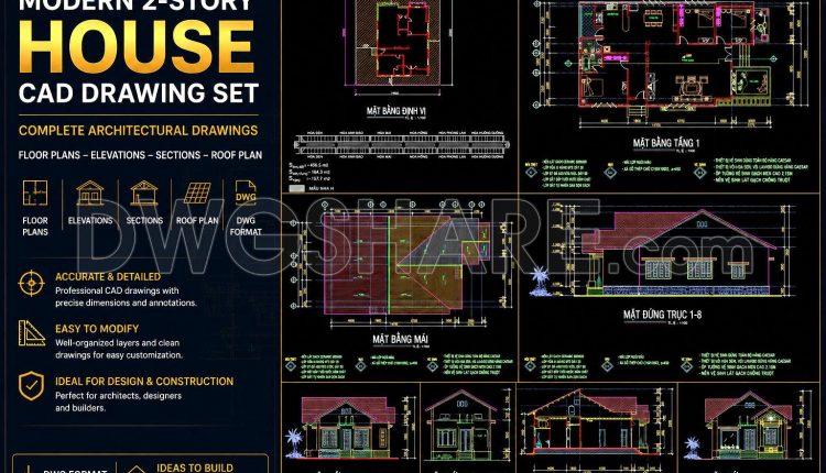811. Download CAD Drawings of a Modern Single-Story House Design (3)