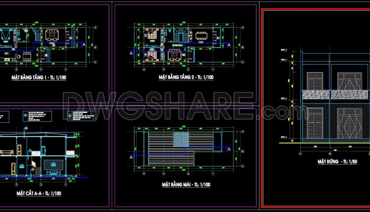 815. Modern 2-Story Townhouse Design CAD Drawings DWG (1)