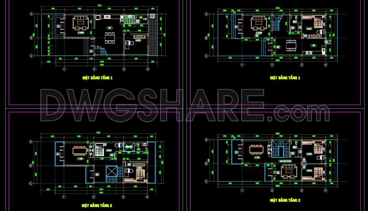 816. 2-Story House Architectural Design with Two Layout Options DWG (2)
