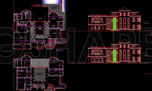 4 weeks ago
                

                
             198827. Free download of a two-story villa CAD drawing with four bedrooms