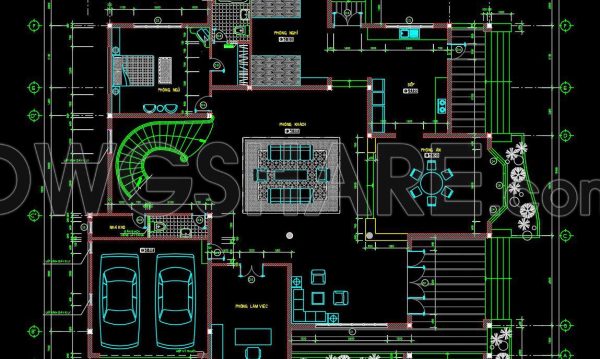 829. Free Download AutoCAD Drawings of Modern Villa Ground Floor and First Floor Plans