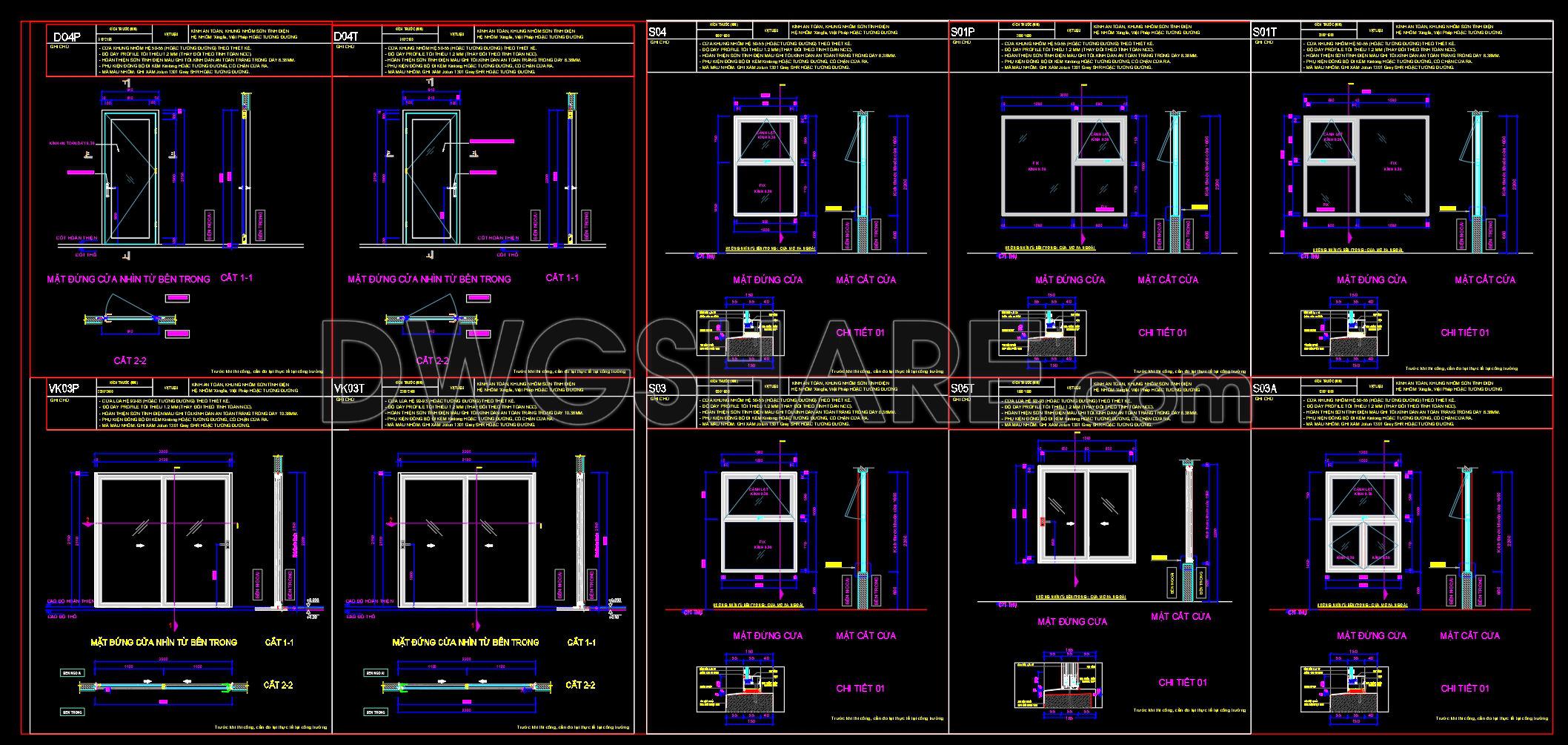 866. Aluminum Door and Window Construction Details DWG (1)