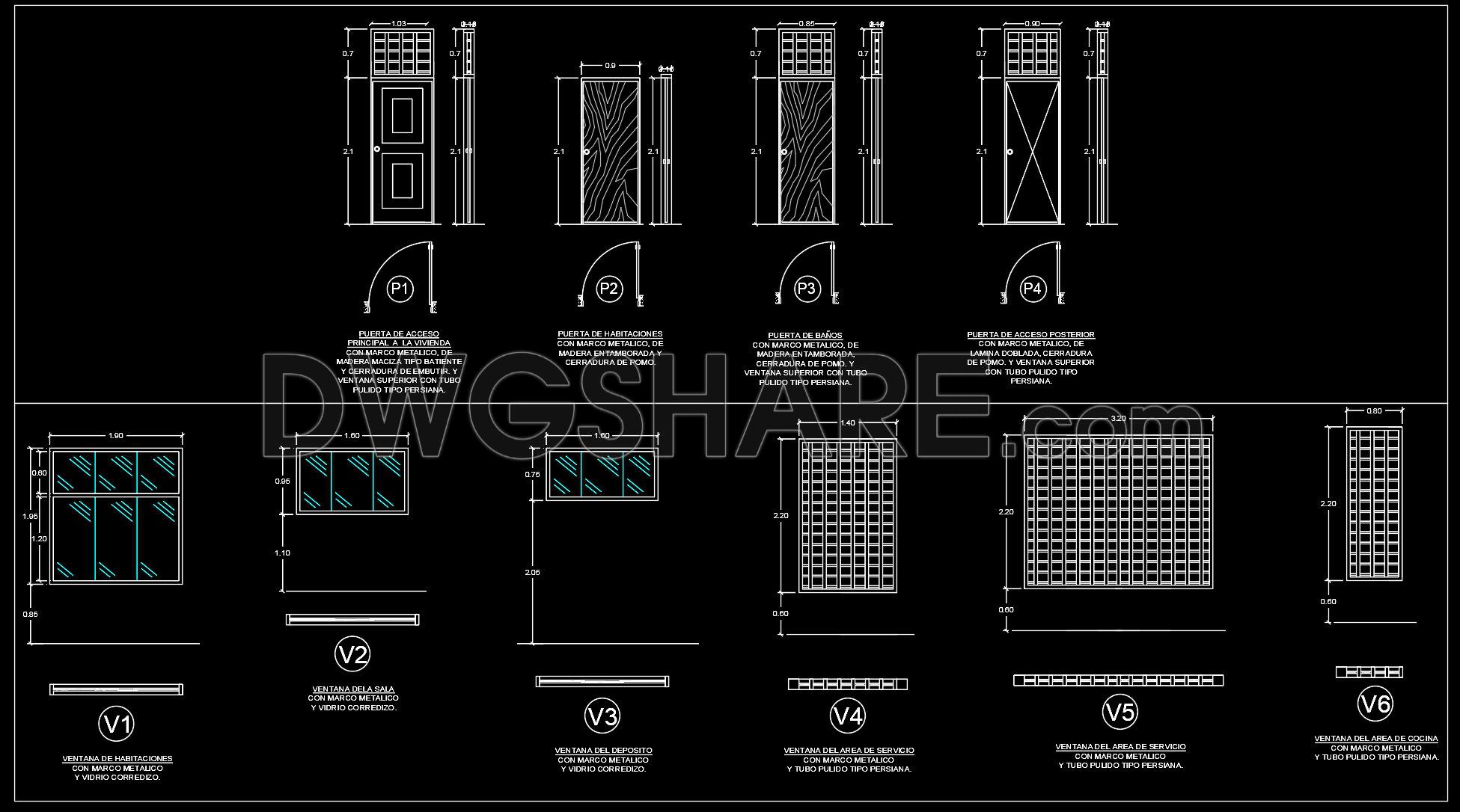 870. Residential Door and Window Schedule CAD Drawing DWG (1)