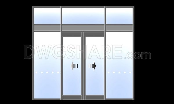 871. Aluminum Glass Entrance Door Elevation CAD Drawing DWG