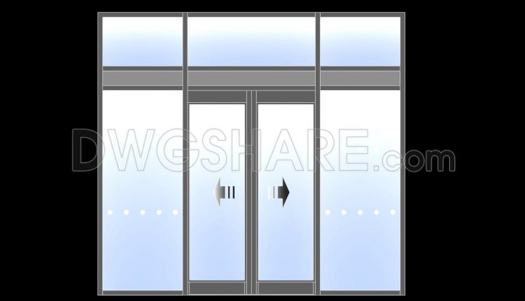 871. Aluminum Glass Entrance Door Elevation CAD Drawing DWG (1)