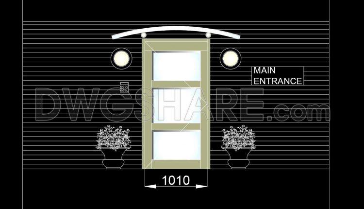 872. Main Entrance Door with Canopy CAD Drawing DWG (1)
