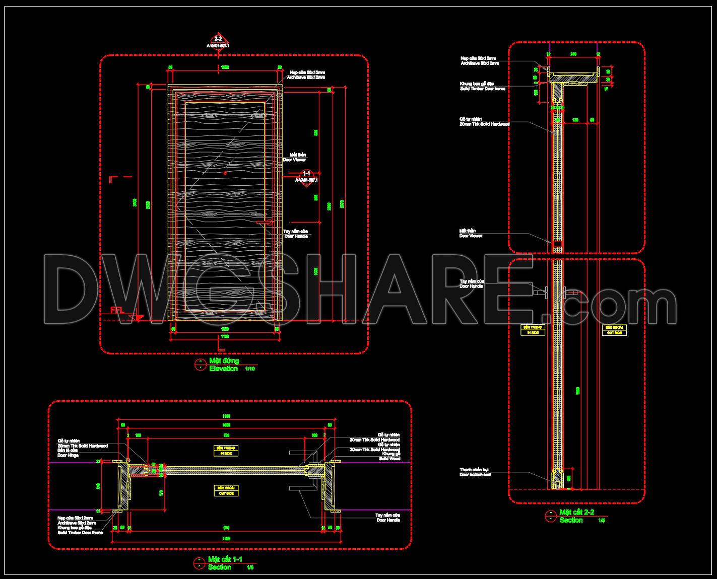 884. Timber Main Entrance Door Details CAD Drawing (DWG) (1)
