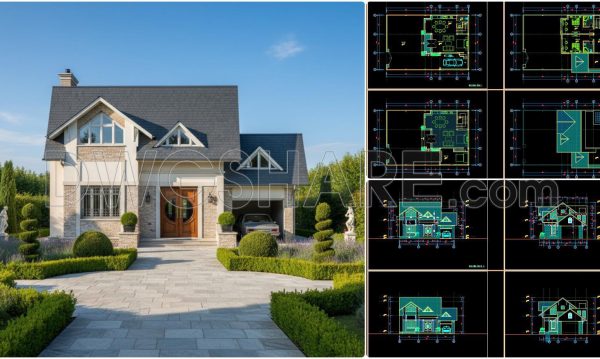 900. Free CAD Files – Modern 2-Story Villa (220m2) Concept Design