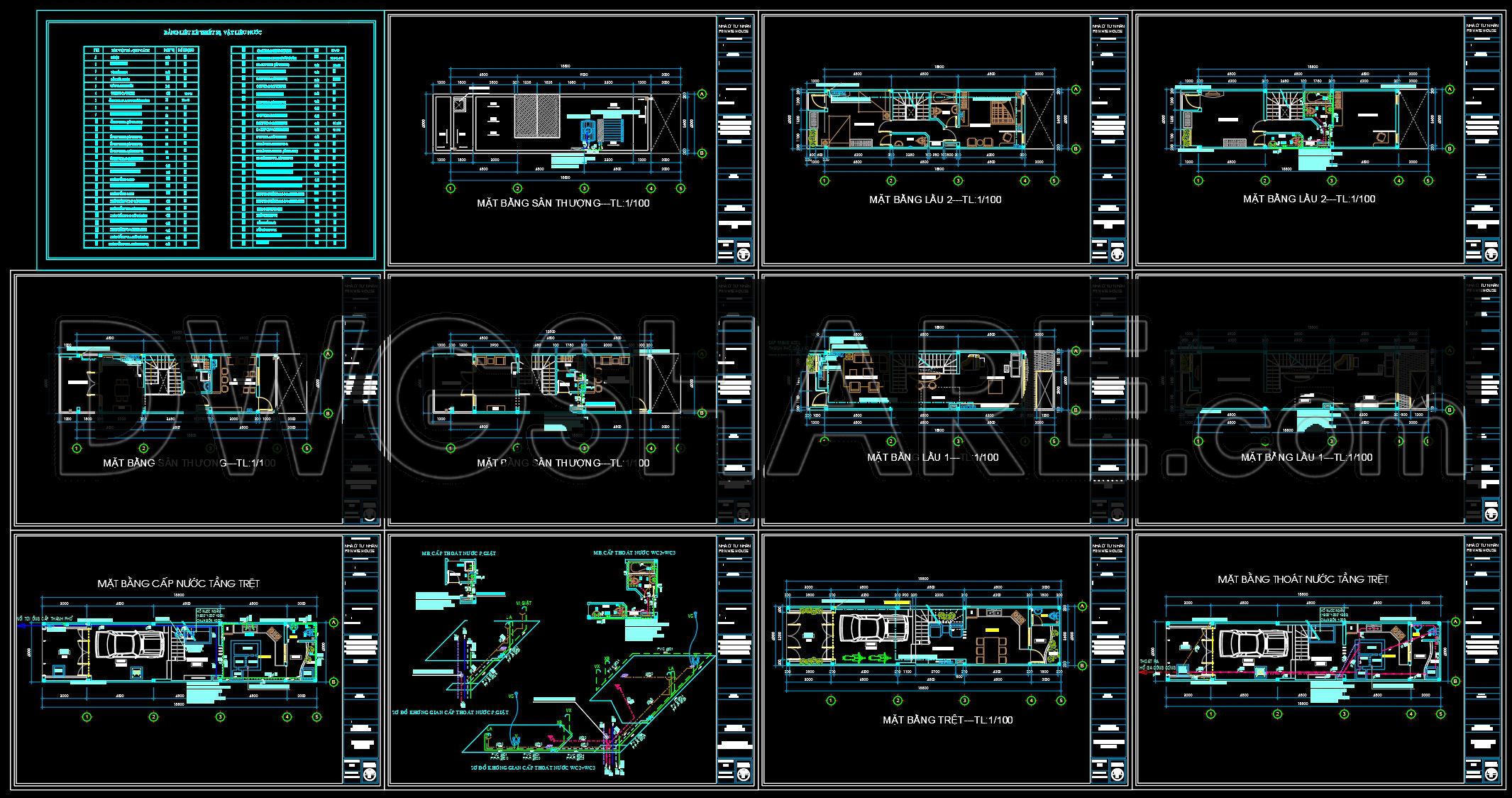 202. Complete 3-Story House Architectural & MEP Drawings (DWG) (1)