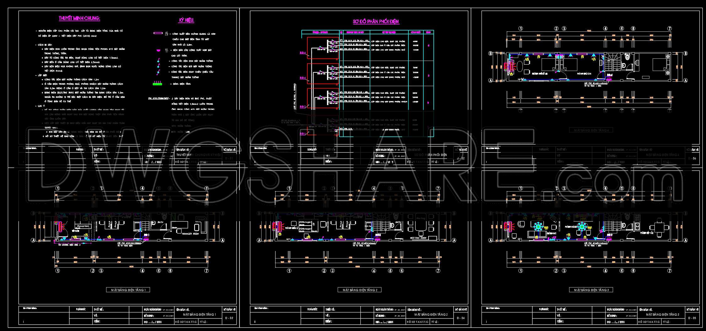 208. Electrical Distribution & Wiring CAD Drawings for 4-Story Building (DWG) (1)