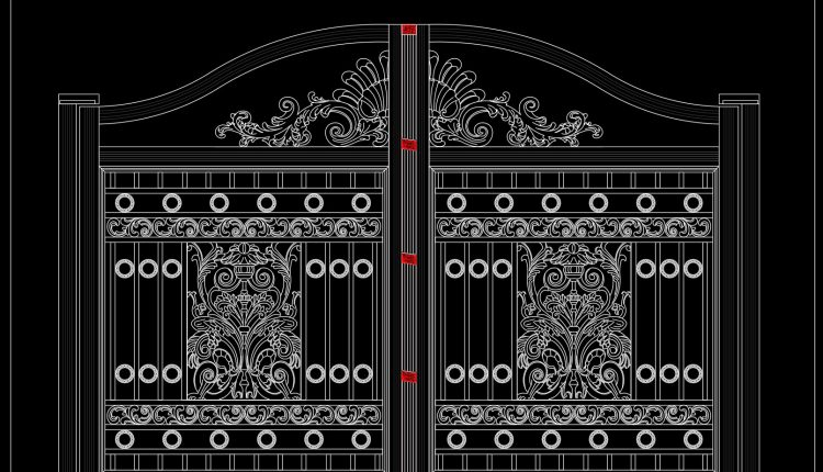 278.-luxury-european-style-iron-gate-cad-drawing-with-ornamental-floral-patterns