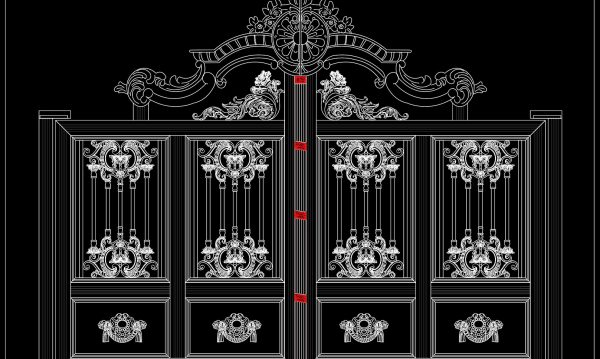 280. Download Luxury Baroque Iron Gate CAD Drawing – Elegant European Villa Entrance
